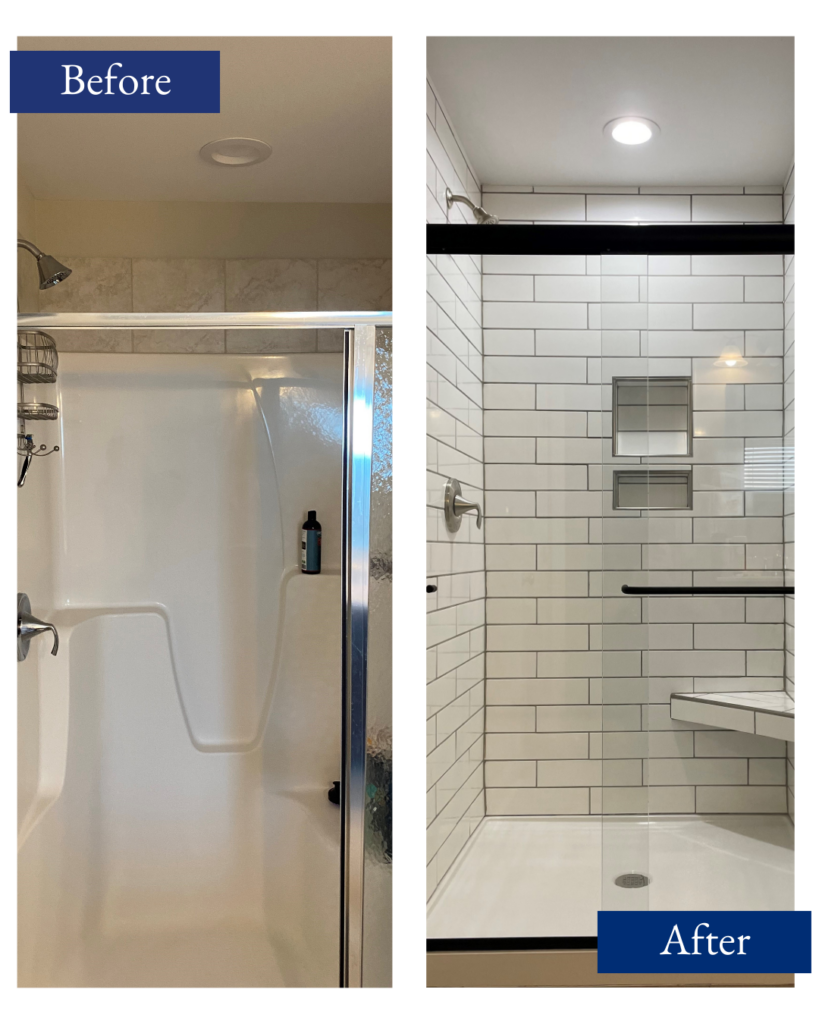 Fiberglass Shower to Modern Tiled Shower